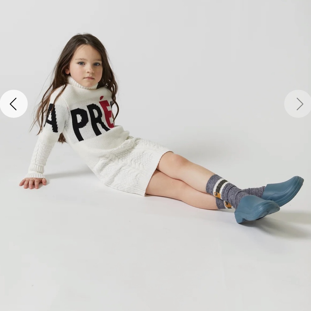 White Cowl Neck Dress with Text